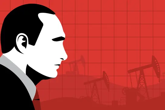 Illustration of Vladimir Putin and oil fields