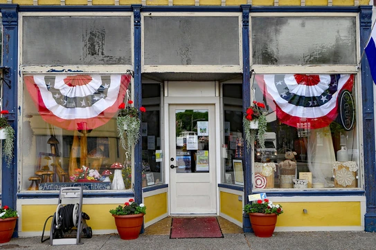 Doors with American flag bunting