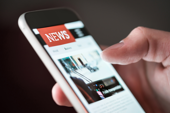 News site on a mobile device